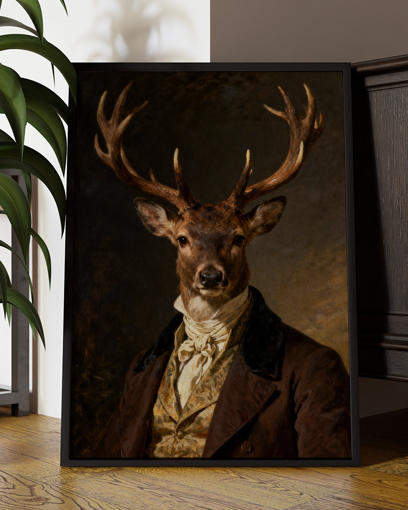 Regal Stag Portrait Print - Victorian Animal Art in Vintage Style