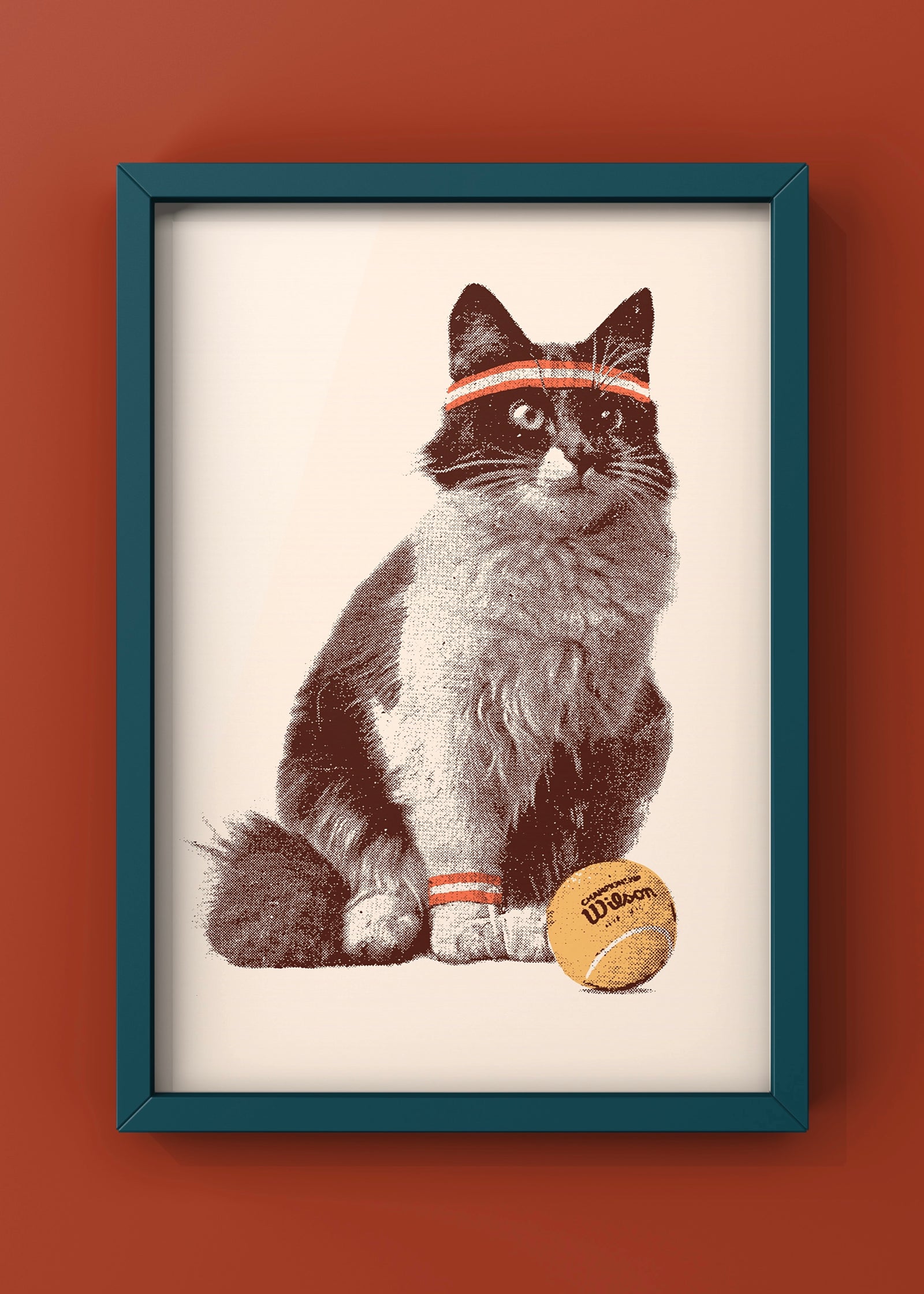 Chat Tennis By Florent Bodart | Cat Player Wall Art