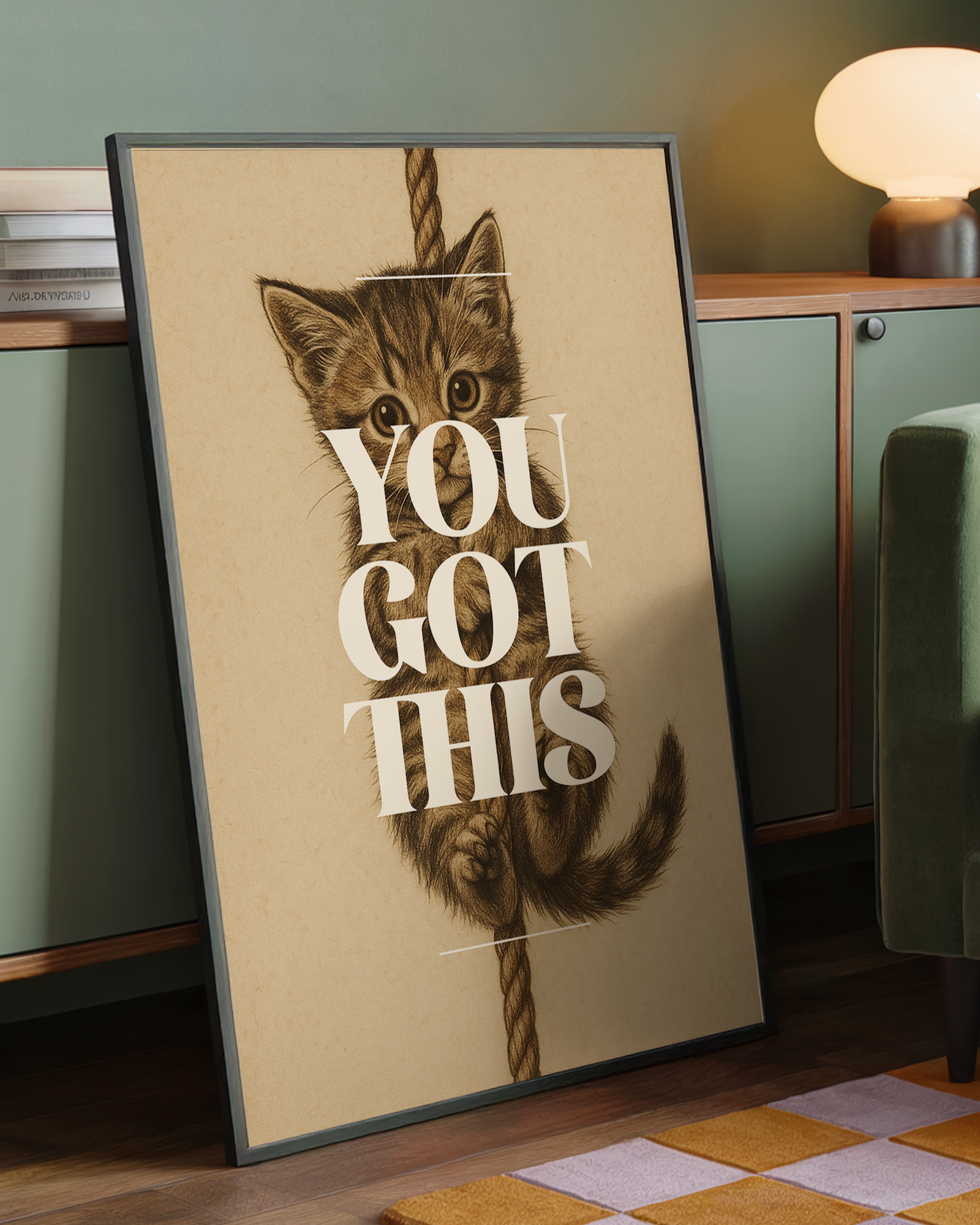 You Got This Cat Quote Print | Uplifting Motivational Hang | in Their Quote Art