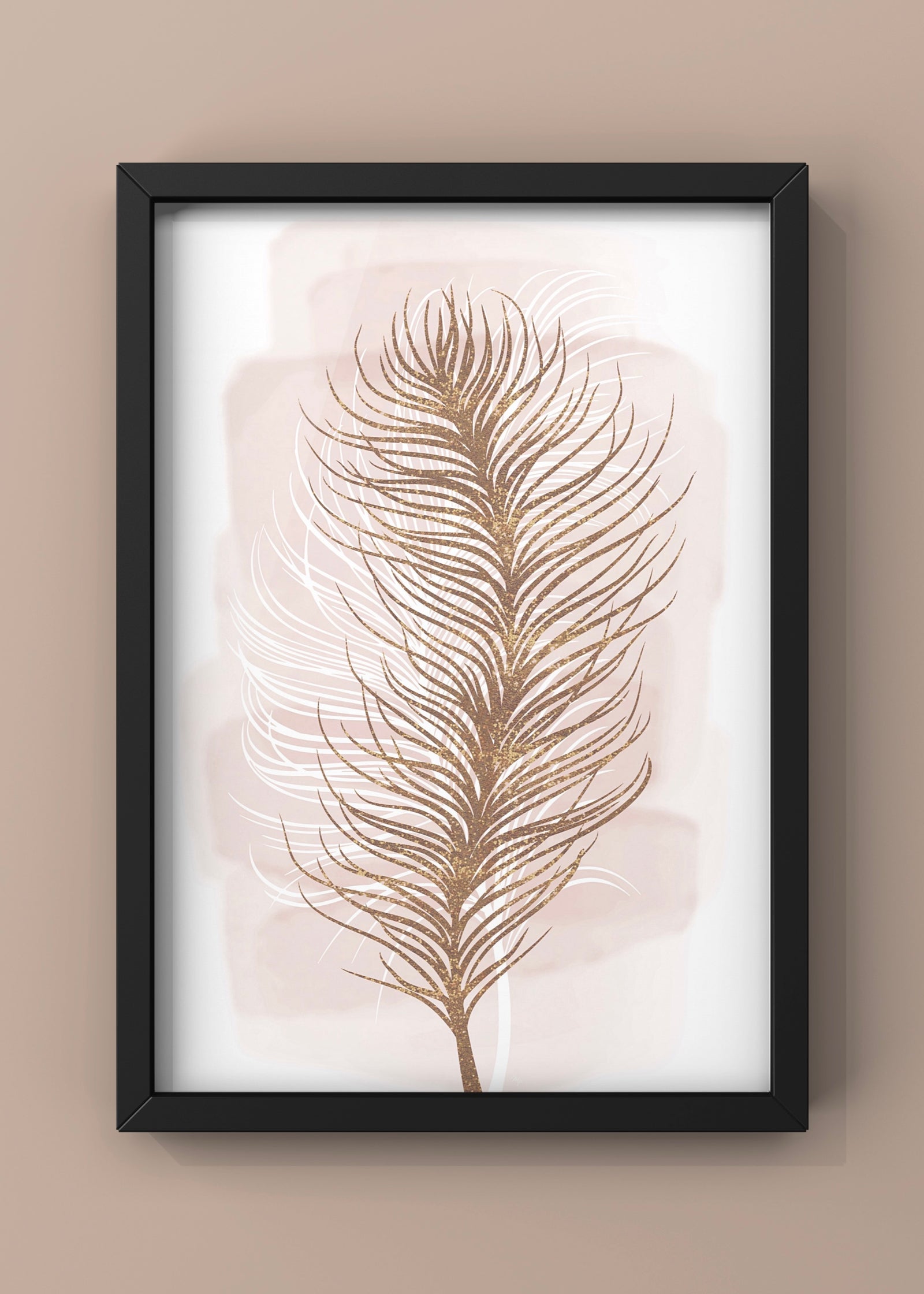Pink Feather Wall Art Print from Martina