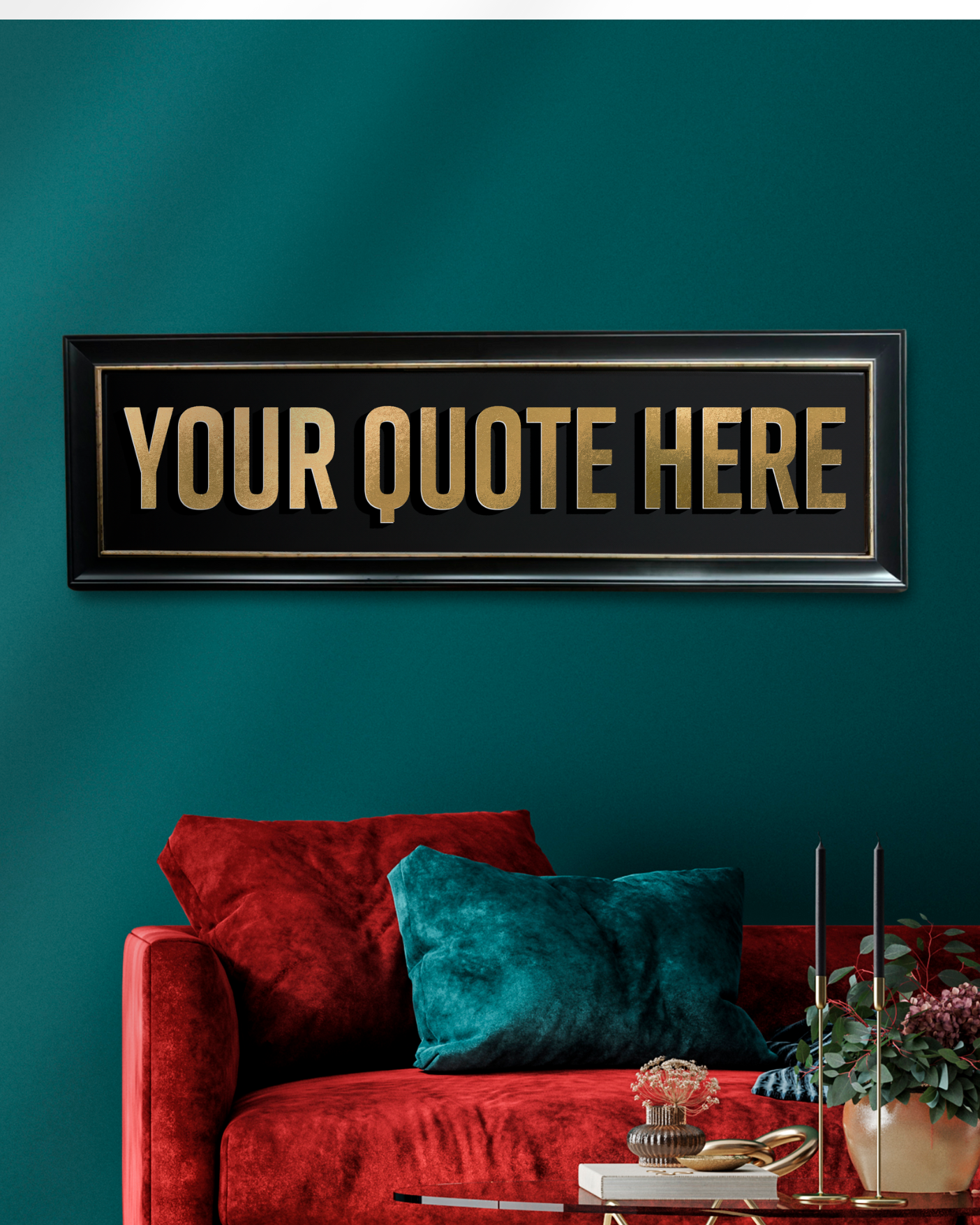 Personalised Quote Gold Framed Quote Sign | Landscape Vintage Frame