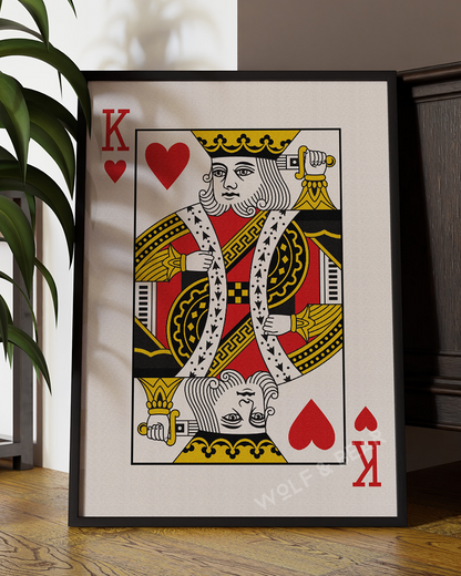 King of Hearts Minimalistic Playing Card Wall Art