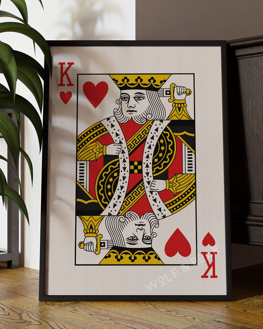 King of Hearts Minimalistic Playing Card Wall Art