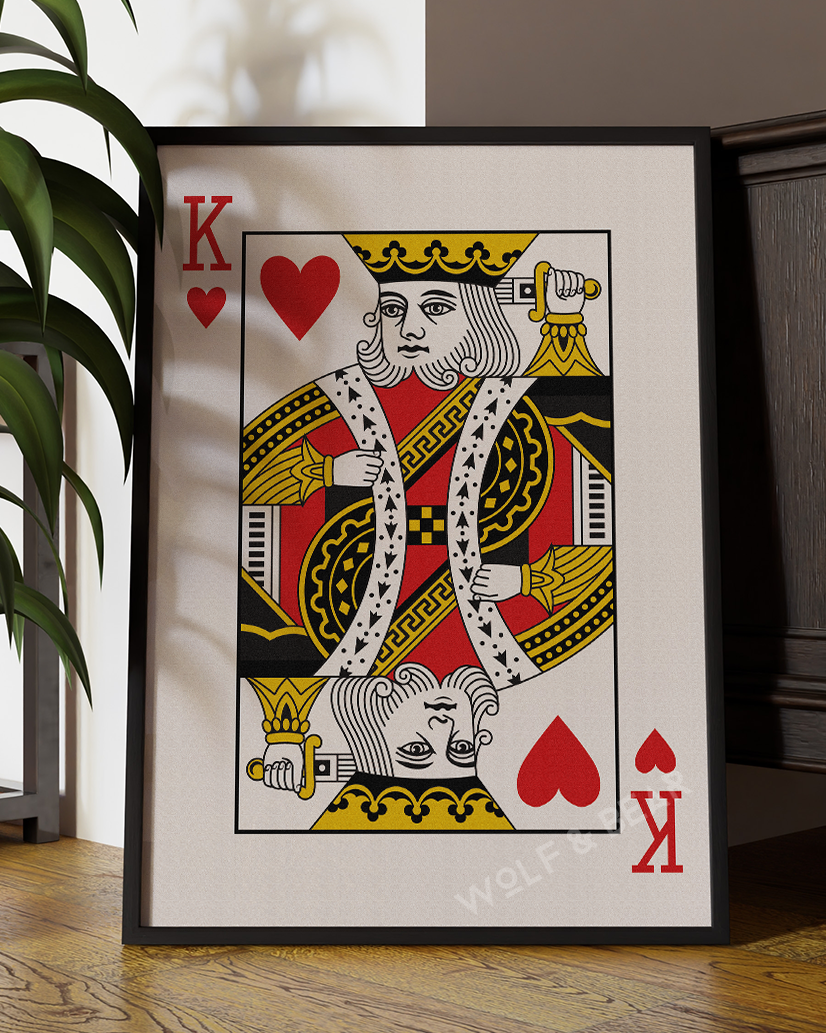 King of Hearts Minimalistic Playing Card Wall Art