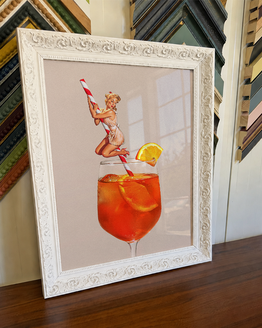 Aperol Spritz Pin-Up Framed Wall Art 40x50cm by Vertigo Artography – Only One Available