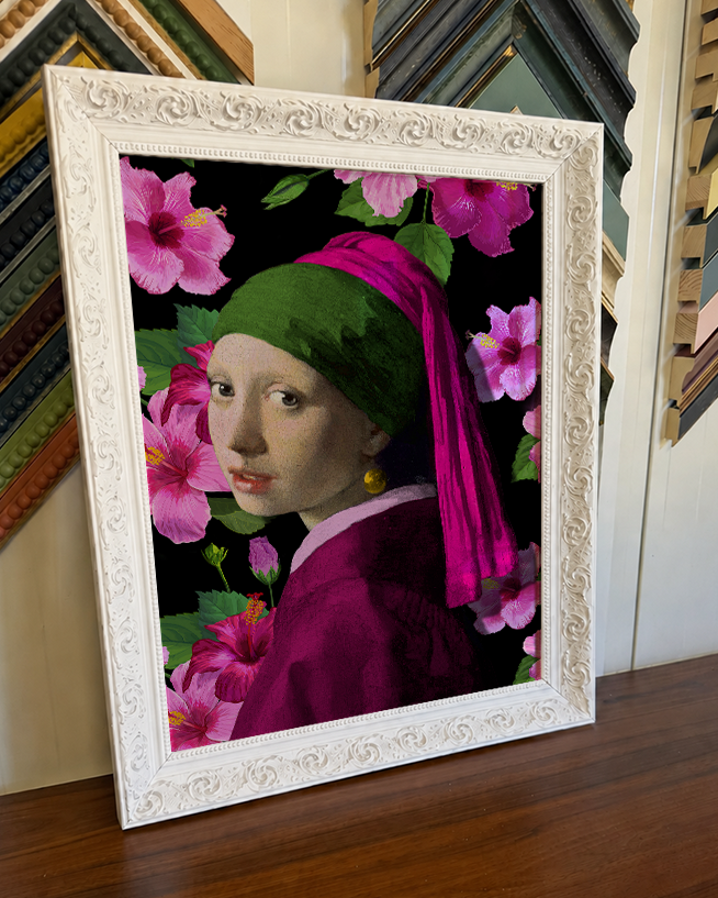 Girl with a Pearl Earring Floral Framed Wall Art 40x50cm – Only One Available
