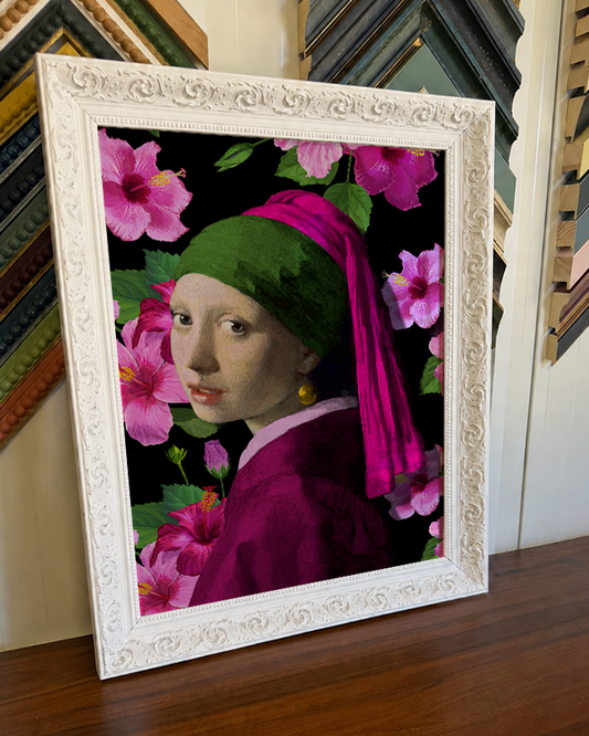 Girl with a Pearl Earring Floral Framed Wall Art 40x50cm – Only One Available