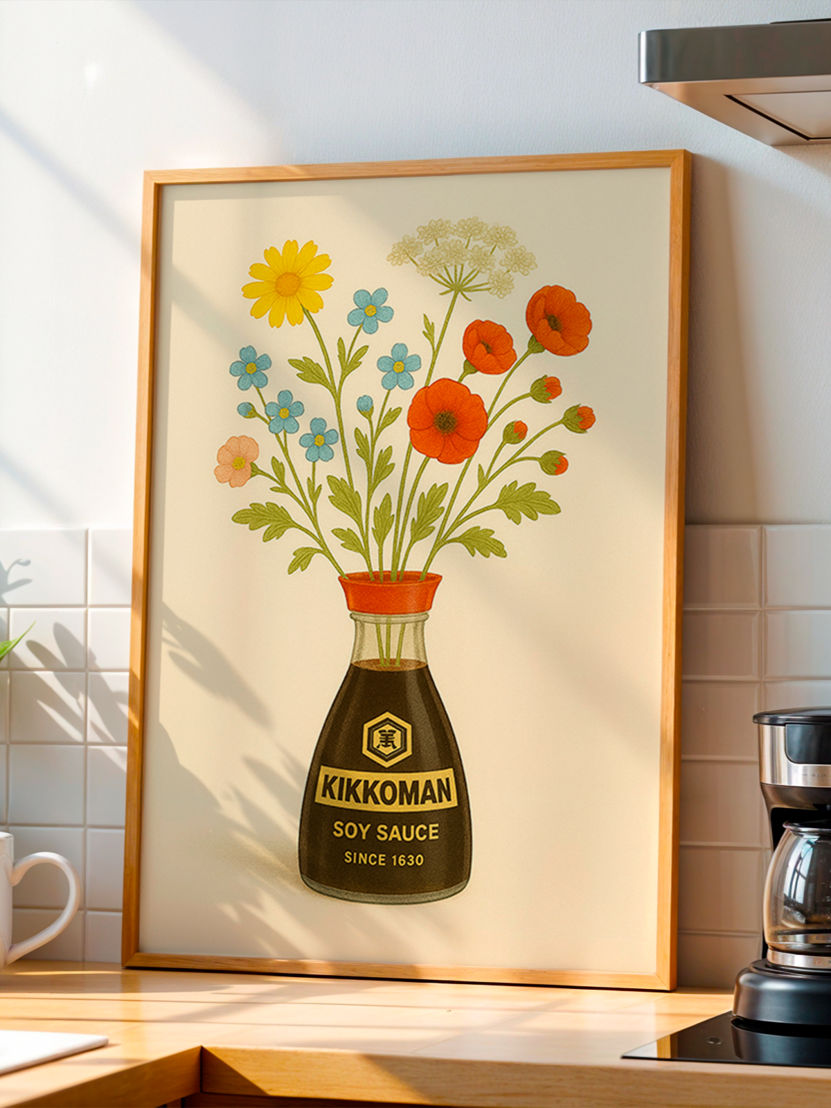 Floral Soy Sauce | Kitchen Wall Art | By Samantha Blake