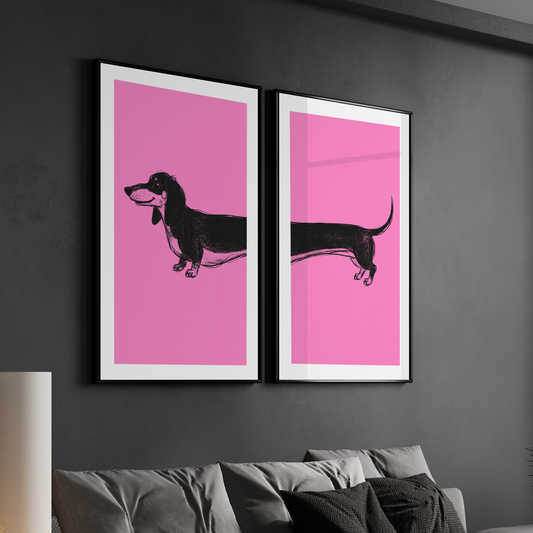 The Long Dachshund Duo |  Set of 2 Gallery Wall Set