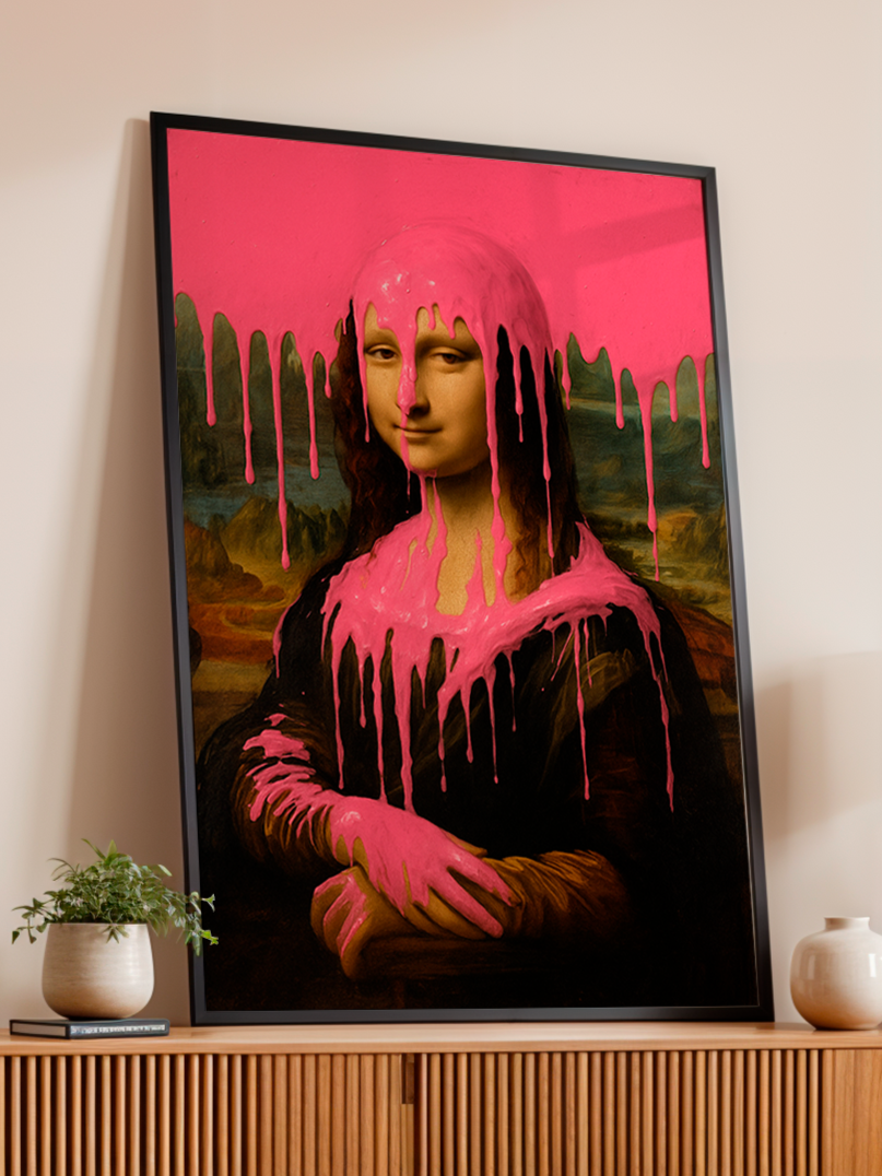Mona Lisa Neon Paint | Vintage Bold Style Mona Lisa Print