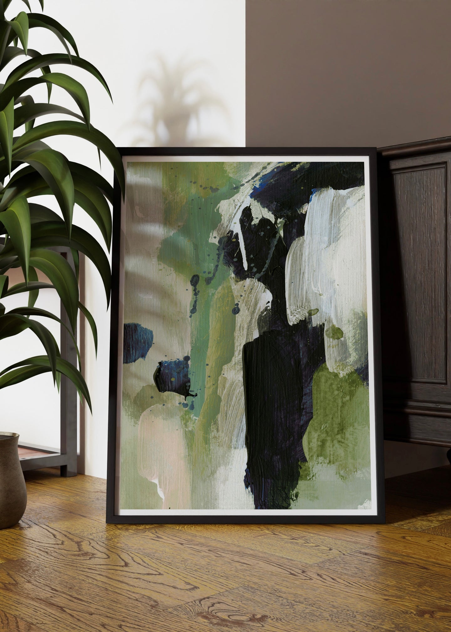 Abstract Green & White Waterfall Art By Dan Hobday