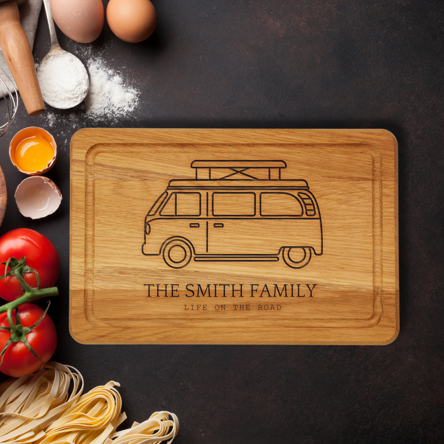 Personalised Family Camper Van Wooden Chopping Board | Gift for Mum | Couple Gifts | Housewarming | Engagement | Birthday Gift (Copy)