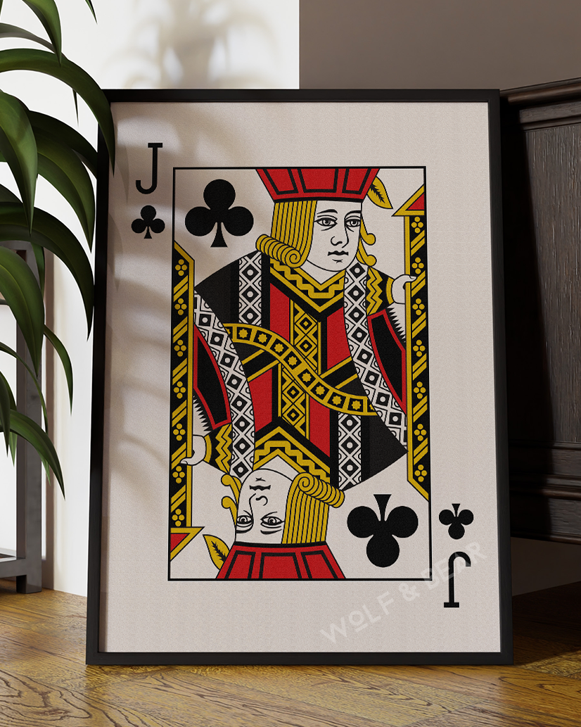 Jack of Clubs Minimalistic Playing Card Wall Art