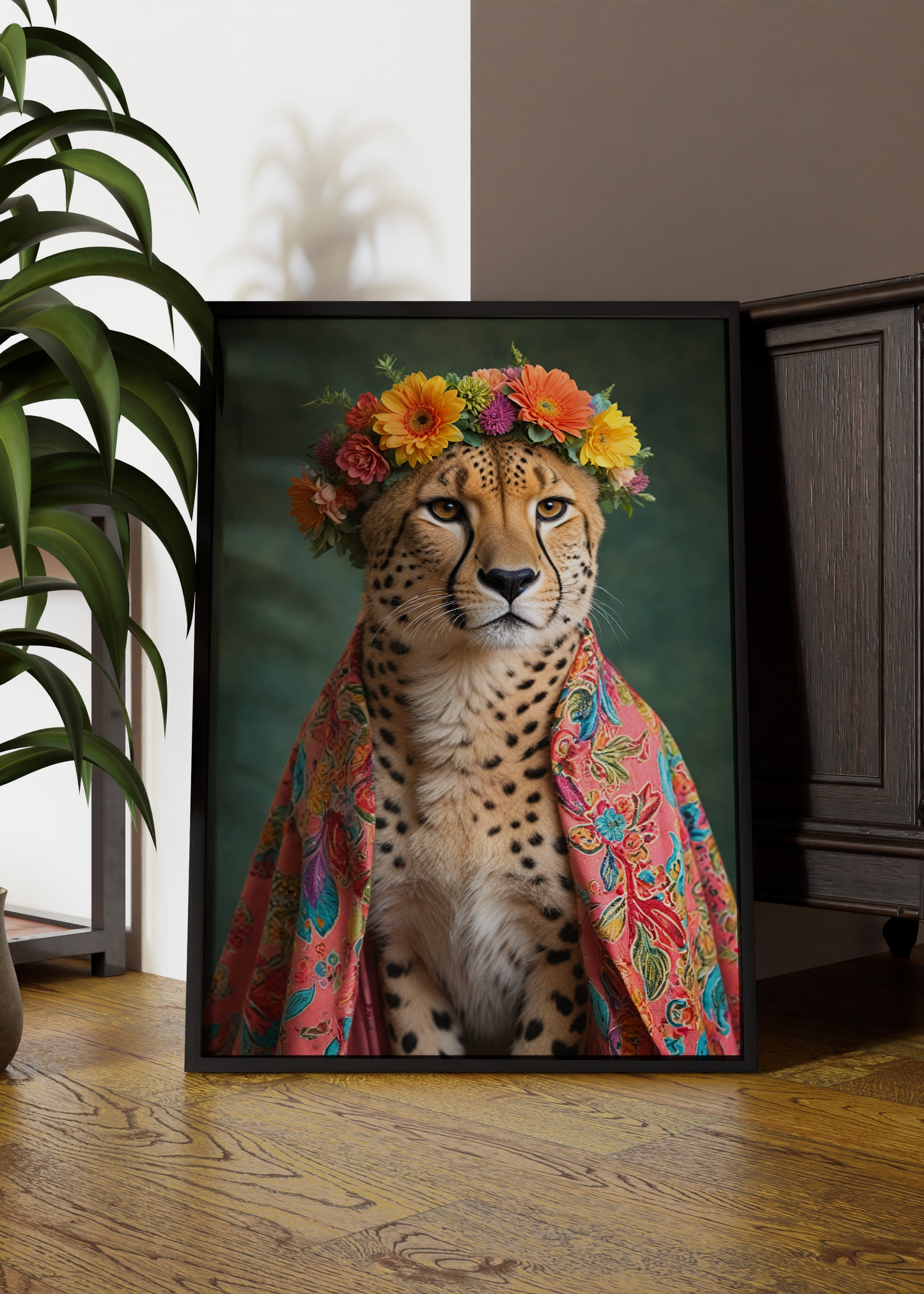 Miss Floral Cheetah Wall Art