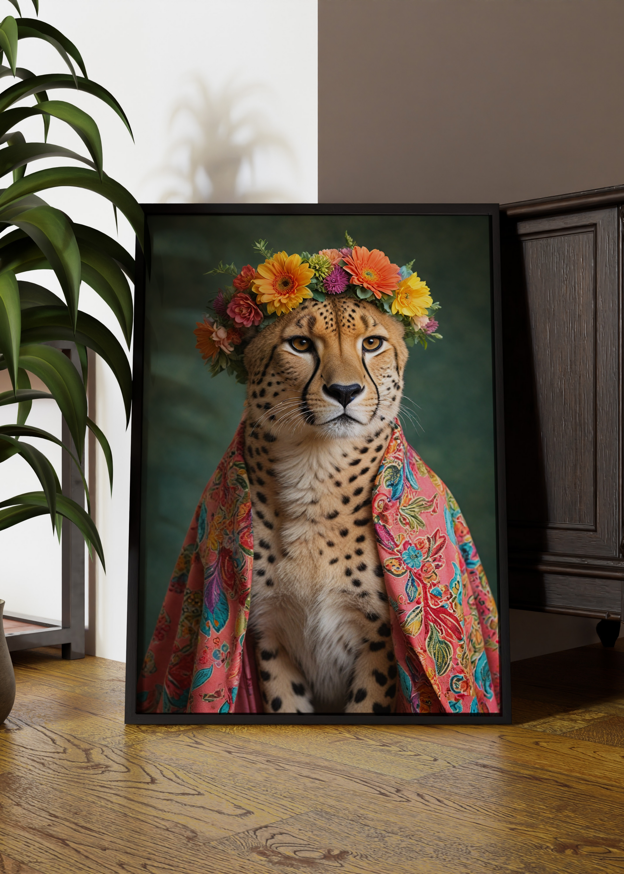 Miss Floral Cheetah Wall Art