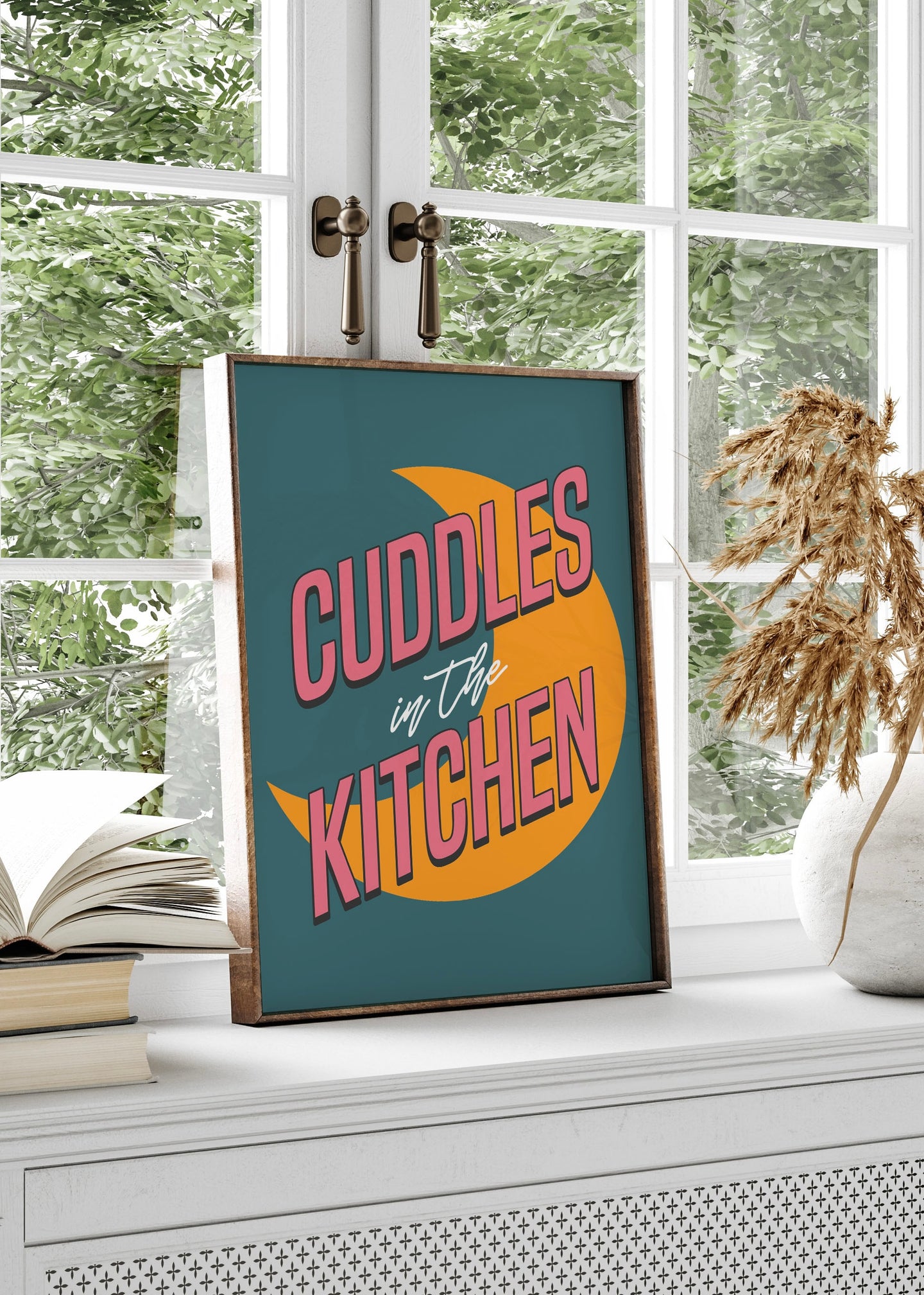 Cuddles In The Kitchen Quote Print | Optional Colours | By Pink Giraffe Print Co