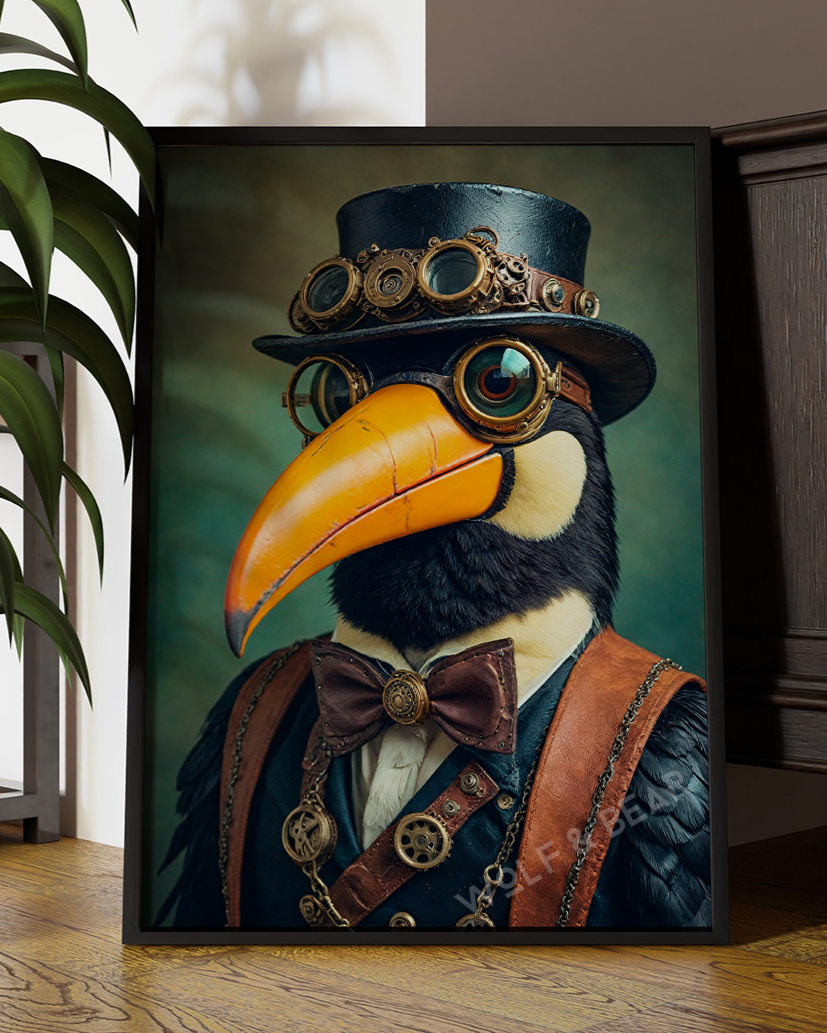 Steampunk Toucan | Altered Portrait Wall Art