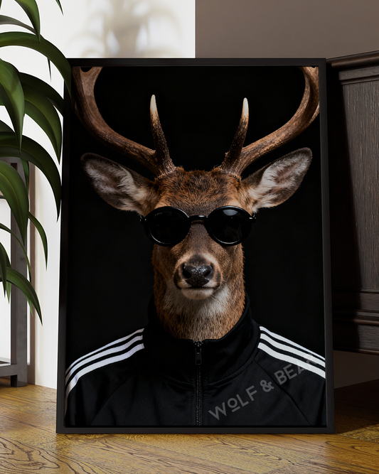Cool Stag Portrait – Modern Animal Wall Art in Streetwear