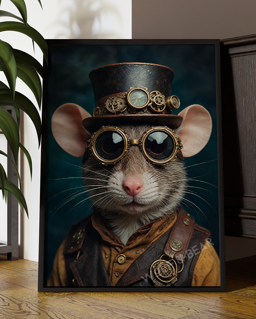 Steampunk Rat | Altered Portrait Wall Art