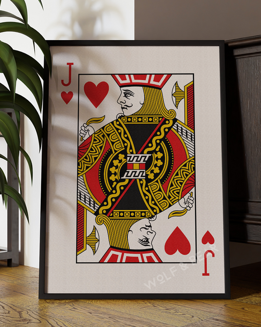 Jack of Hearts Minimalistic Playing Card Wall Art
