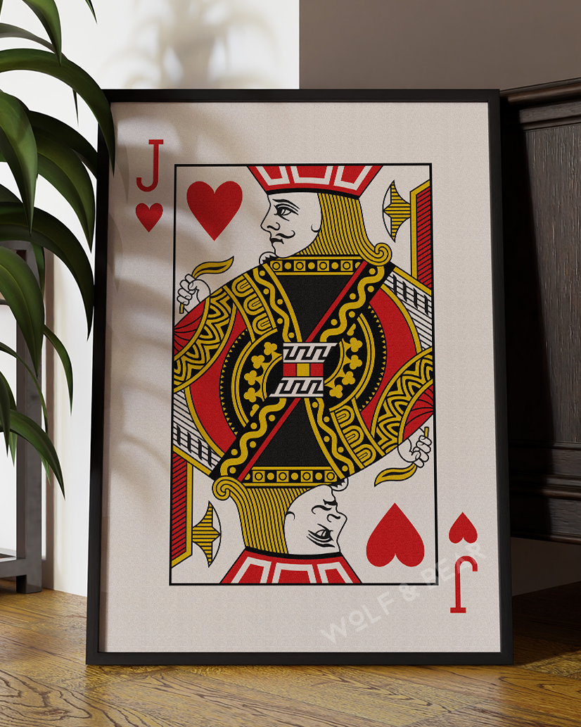 Jack of Hearts Minimalistic Playing Card Wall Art