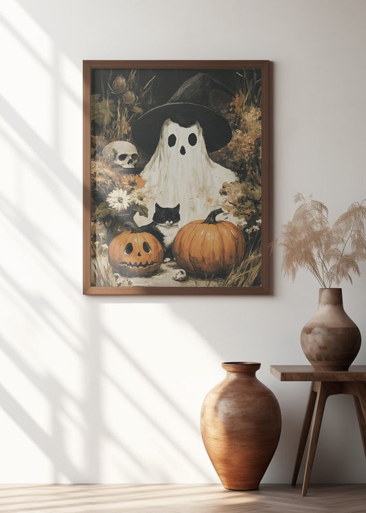 Spooky Ghost Cat Pumpkins