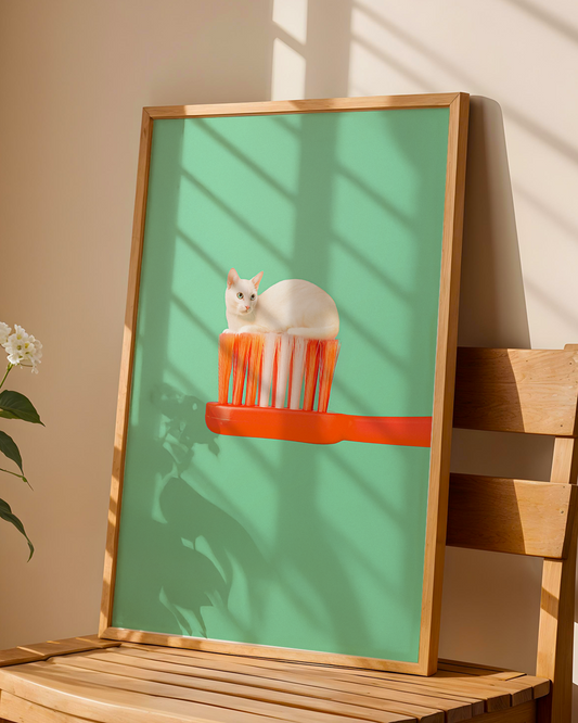 Toothpaste Cat  | Bathroom Art Print | By Vertigo Artography