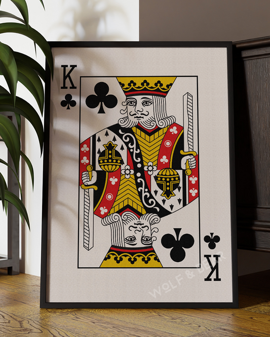 King of Clubs Minimalistic Playing Card Wall Art