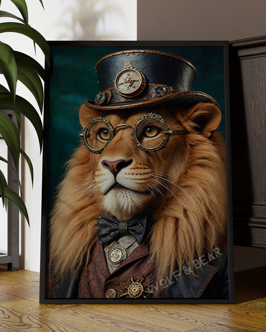 Steampunk Lion | Altered Portrait Wall Art