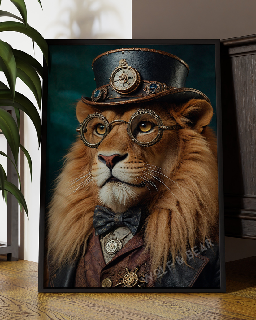 Steampunk Lion | Altered Portrait Wall Art