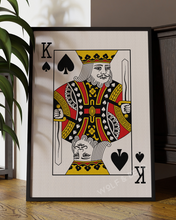 Load image into Gallery viewer, King of Spades Minimalistic Playing Card Wall Art
