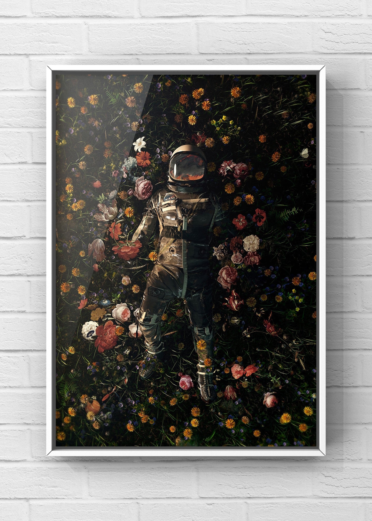 Garden Delights By Francis Minoza | Floral Astronaut Wall Art