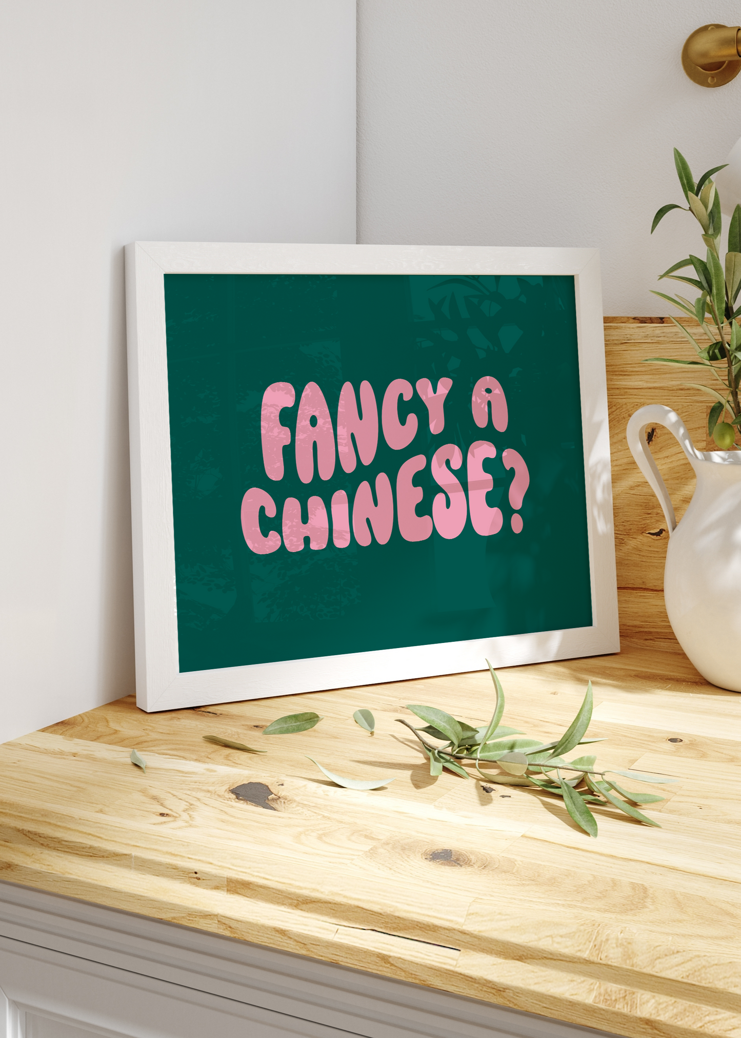 Fancy a Chinese Print | Kitchen Quote print Optional Colours | By Pink Giraffe Print Co