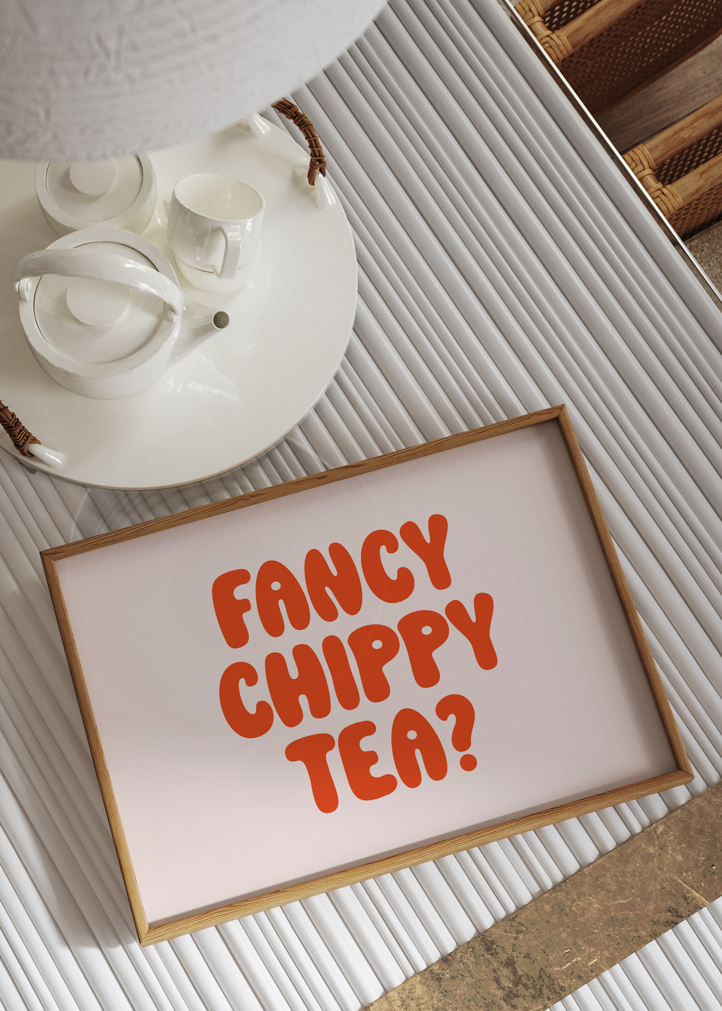 Fancy Chippy Tea Print | Kitchen Quote print Optional Colours | By Pink Giraffe Print Co