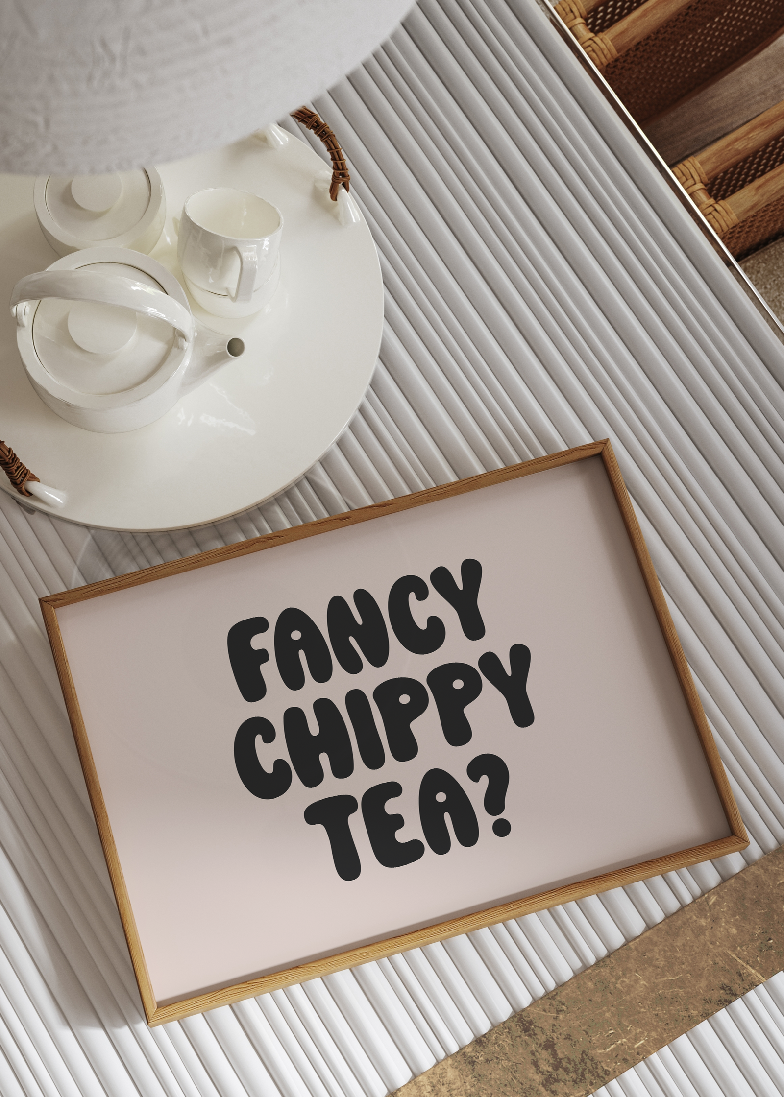 Fancy Chippy Tea Print | Kitchen Quote print Optional Colours | By Pink Giraffe Print Co