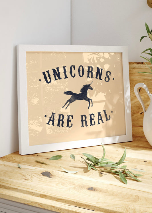 Unicorns Are Real Ii By Florent Bodart | Hand Drawn Quote Print