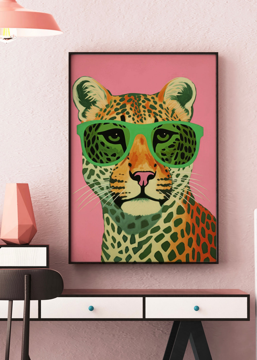 Leo With Glasses Colourfull Tiger Wall Art By Treechild Wolf & Bear