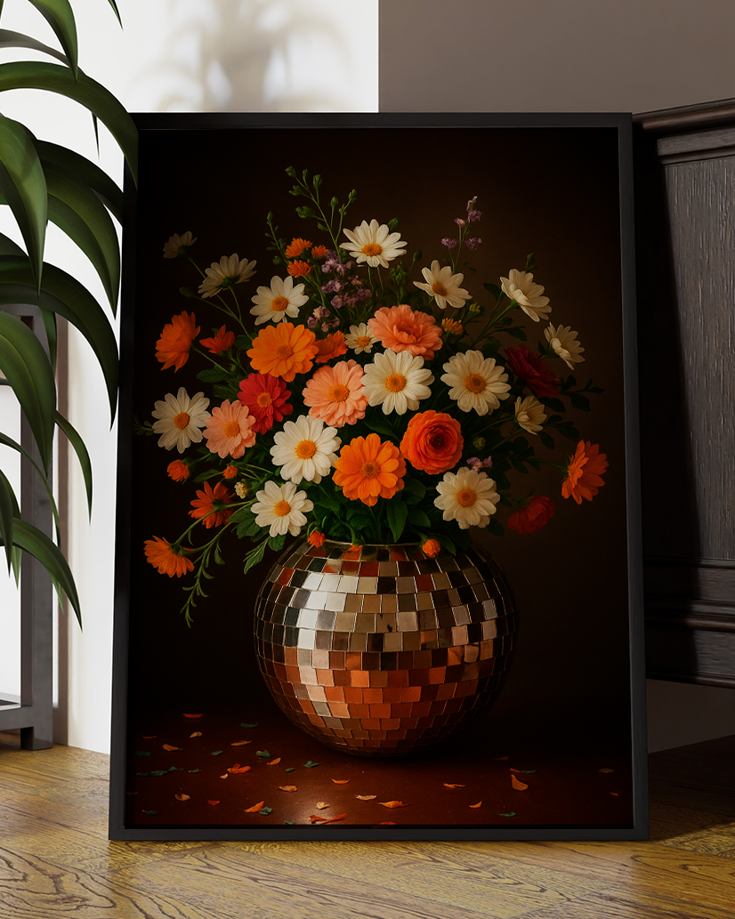 Vintage Floral Disco Ball | Wall Art Print
