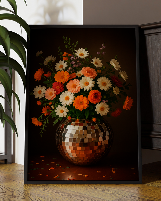 Vintage Floral Disco Ball | Wall Art Print