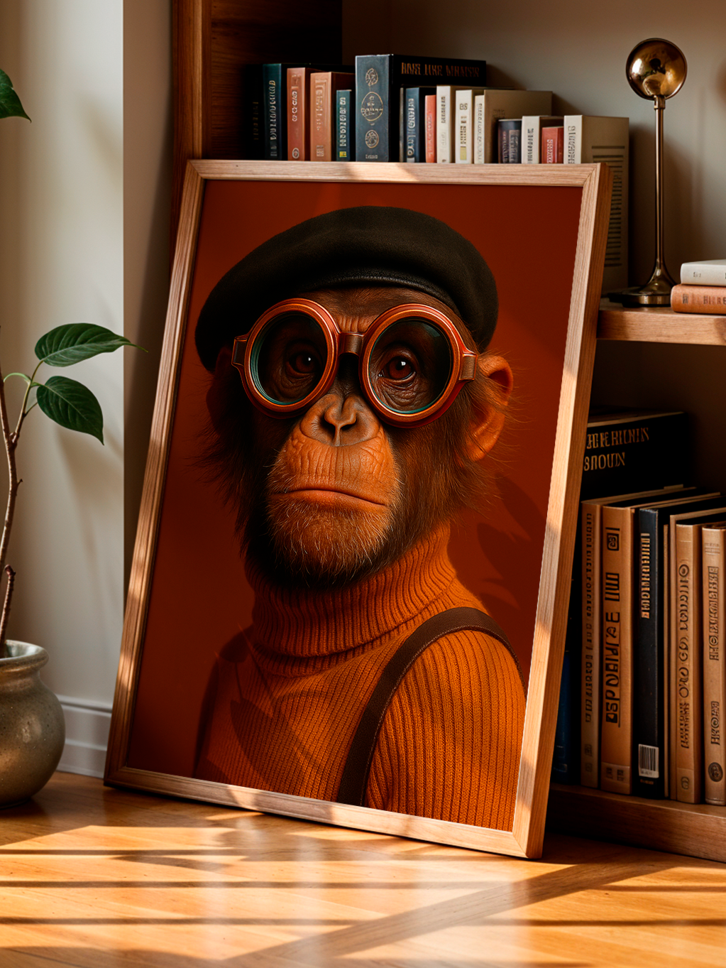 Punk Monkey Vol 2 | Altered Animal Portrait Wall Art Orange