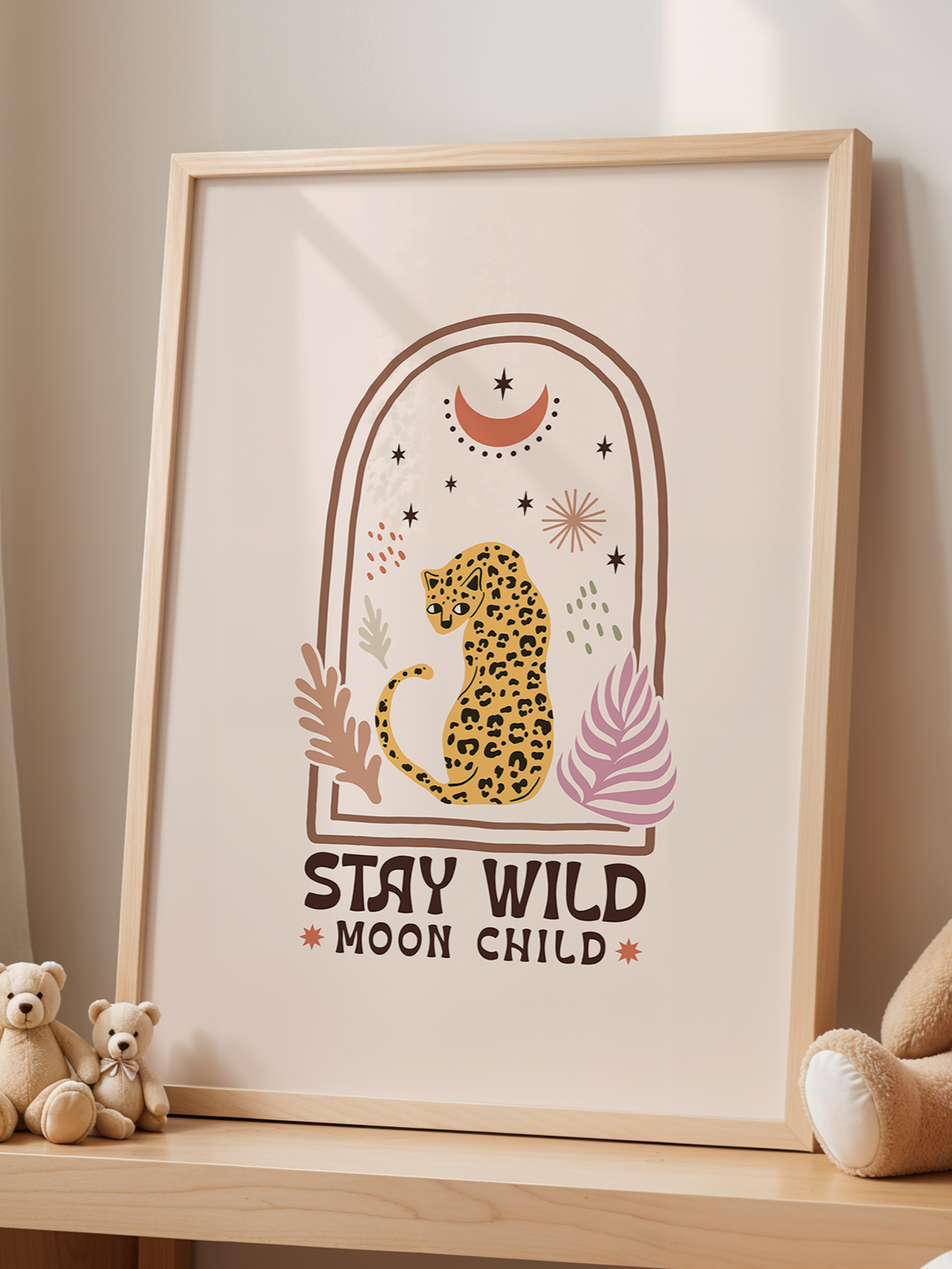 Stay Wild Moon Child | Boho Quote Wall Art | By Pink Giraffe Print Co