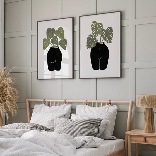 Butt Anical Vase & Body Tanical Vase Botanical Wall Art Prints |  Set of 2 Gallery Prints
