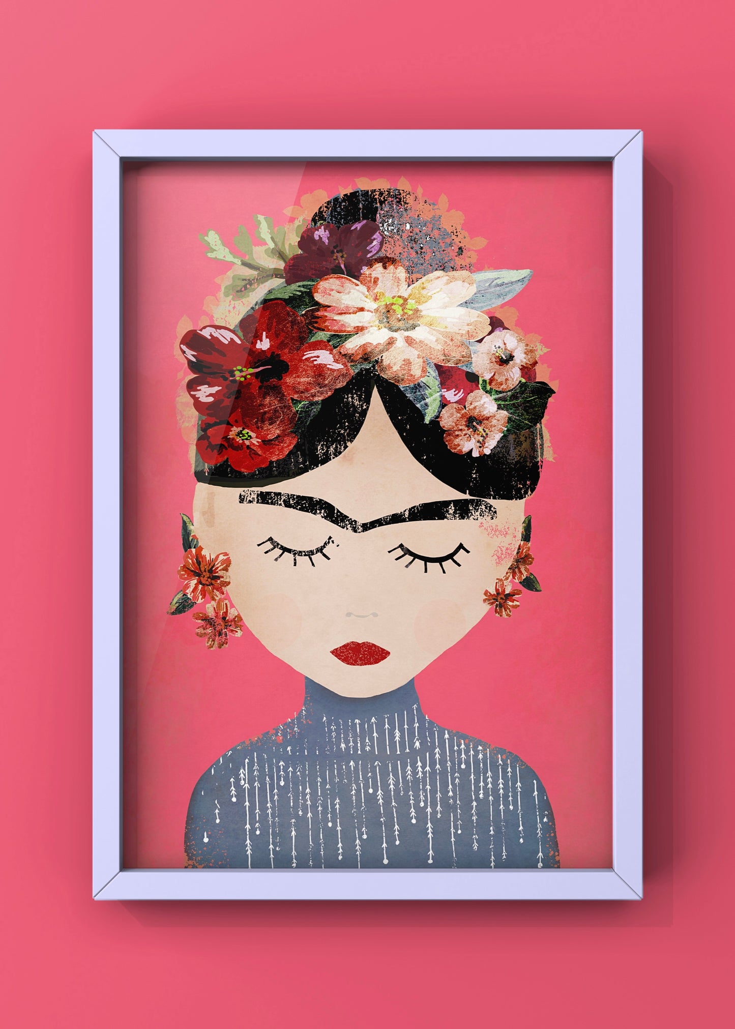 Frida (Pink Version) Print By Treechild