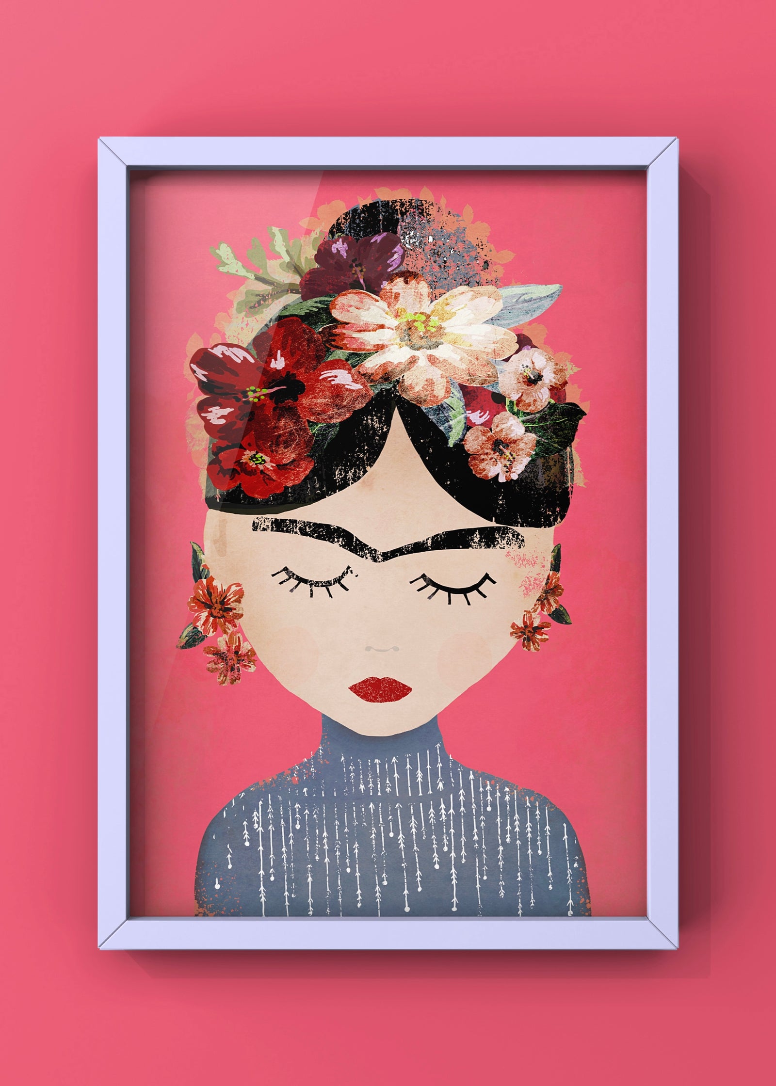 Frida (Pink Version) Print By Treechild