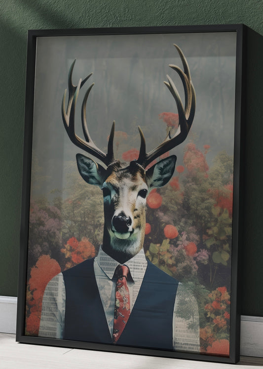 Vintage Stag | Renaissance Stag Art | Altered Animal Portrait Wall Art