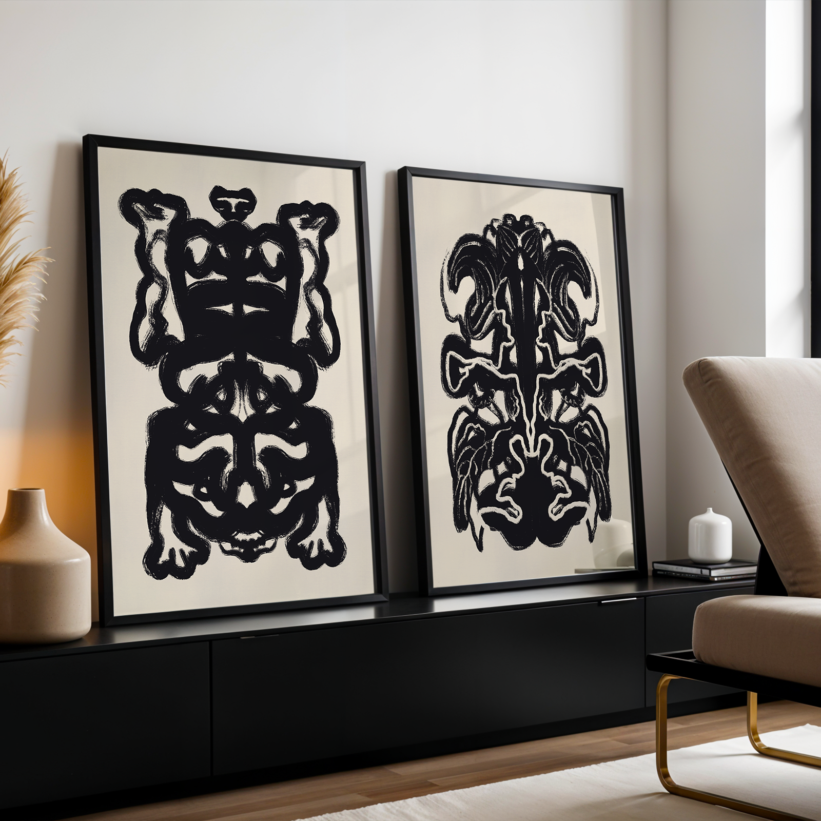 Modern Surreal Wall Art Prints – Minimalist Contemporary Gallery Set for Living Rooms | Gallery Wall Art Set | Set of 2
