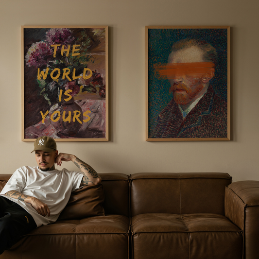 Modern Pop Art Wall Prints – Inspirational Quote and Van Gogh Abstract Portrait Gallery Set | Gallery Wall Art Set | Set of 2