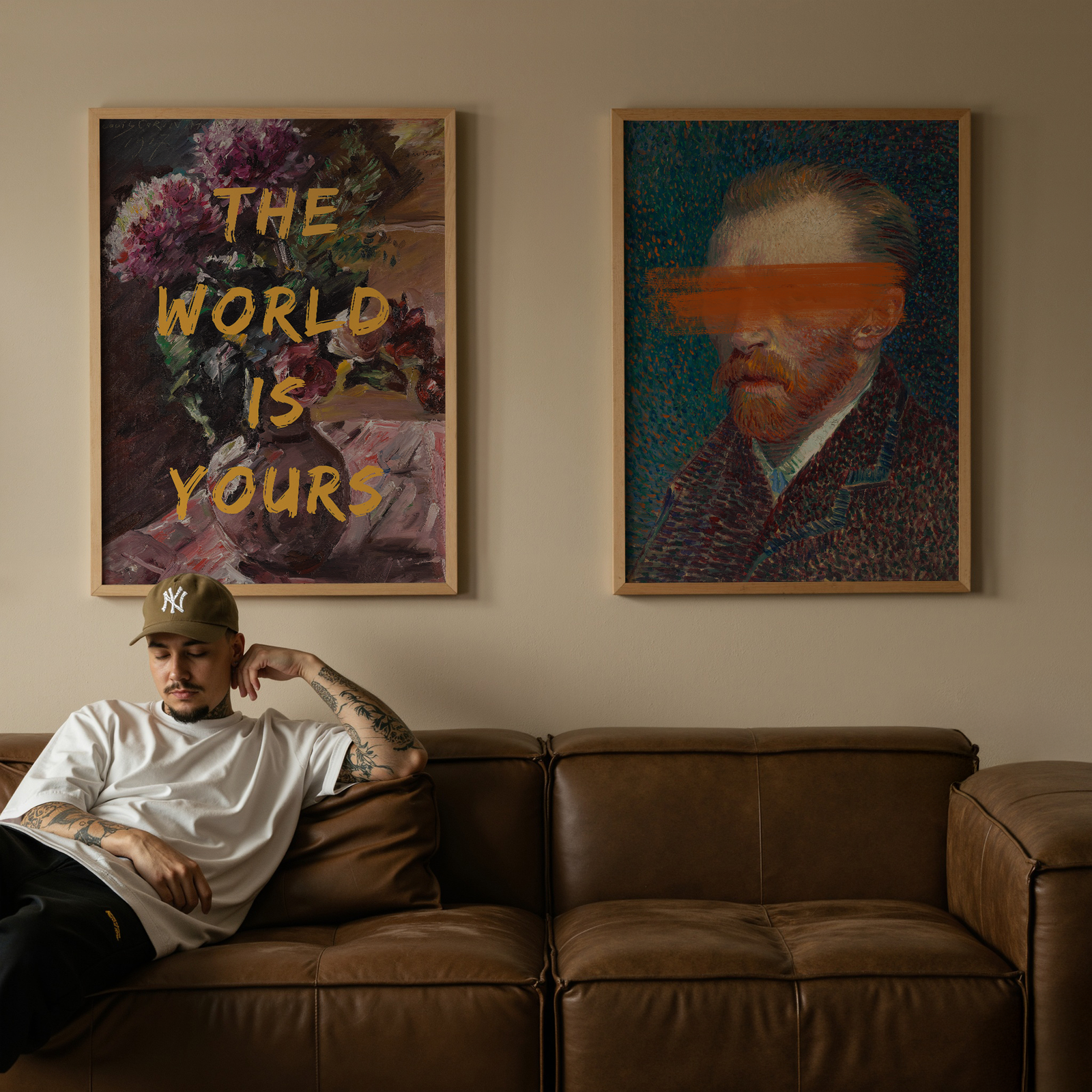 Modern Pop Art Wall Prints – Inspirational Quote and Van Gogh Abstract Portrait Gallery Set | Gallery Wall Art Set | Set of 2