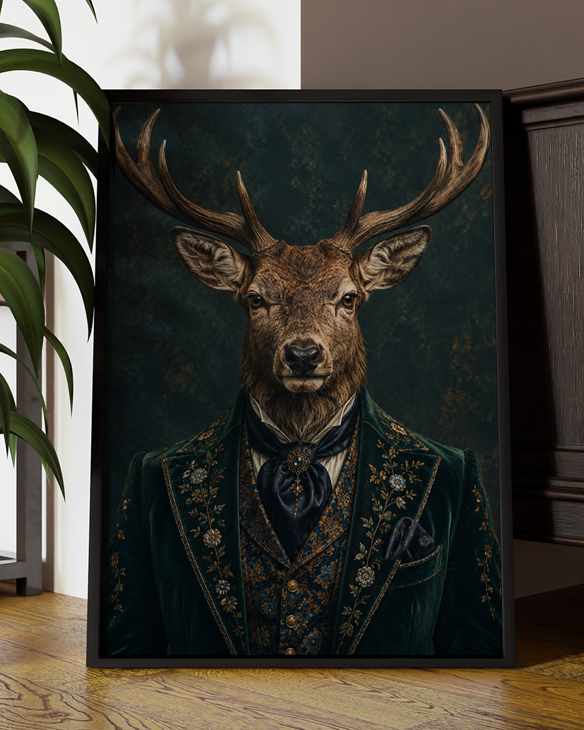 Gentleman Stag Portrait | Altered Animal Portrait Wall Art
