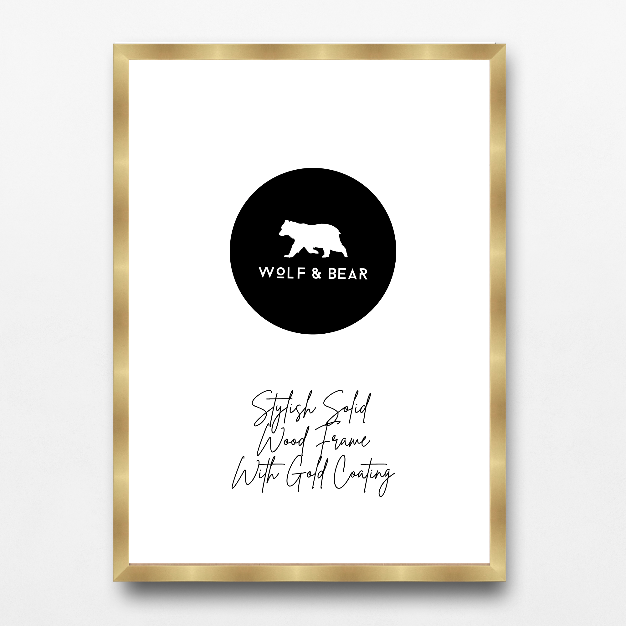 Solid Wood Gold Coated Matt Frame